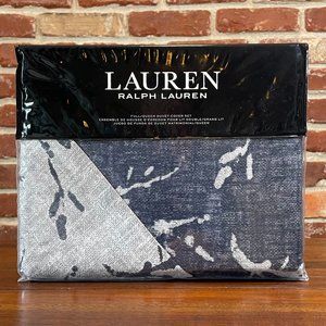 Ralph Lauren 3-Piece QUEEN Duvet Cover Set EVA Navy Botanical